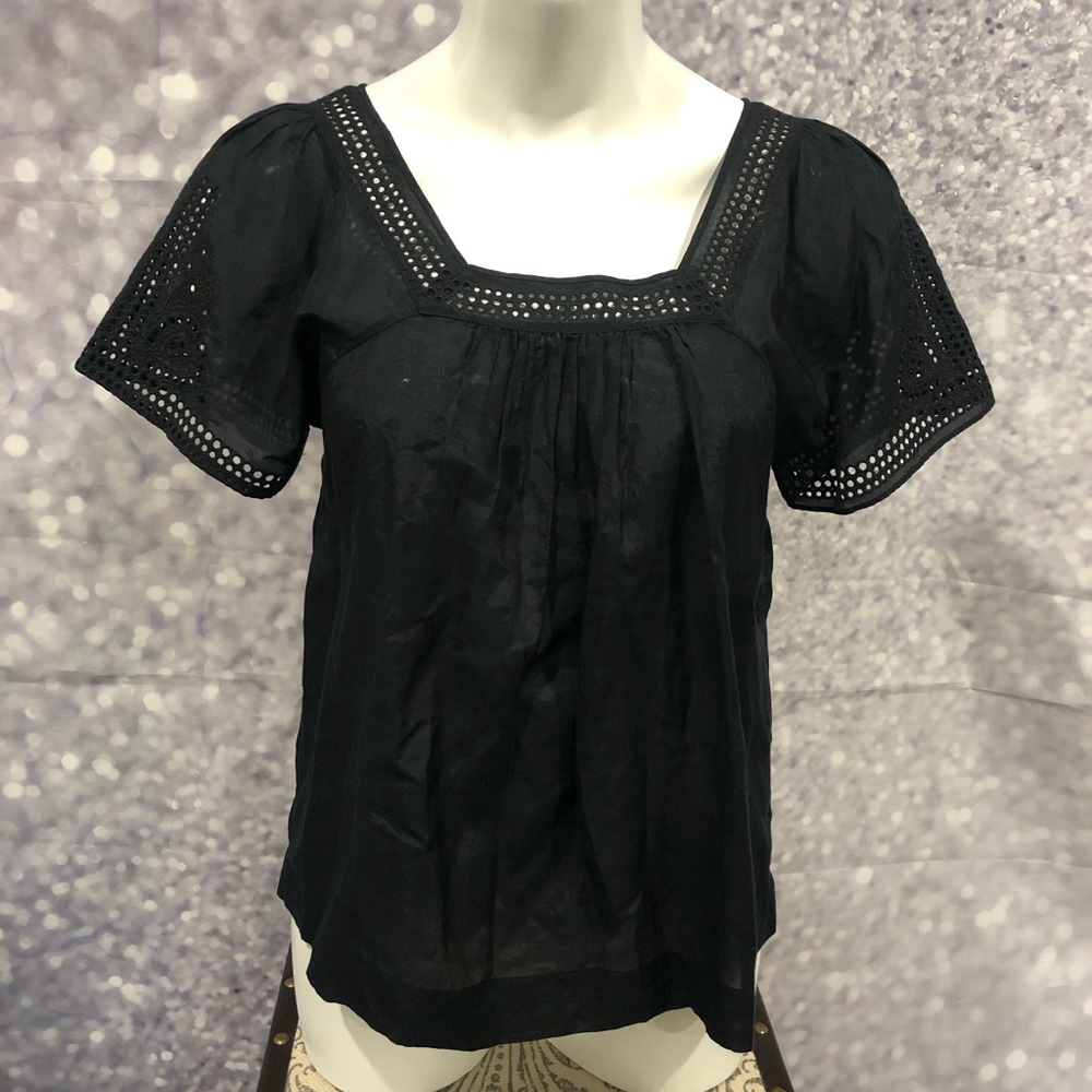 J.Crew Navy blue crochet details Top 2